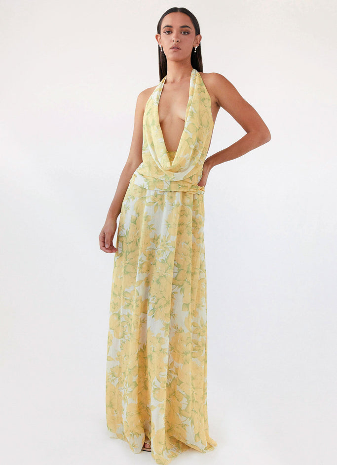 Elysia Chiffon Maxi Dress - Daffodil