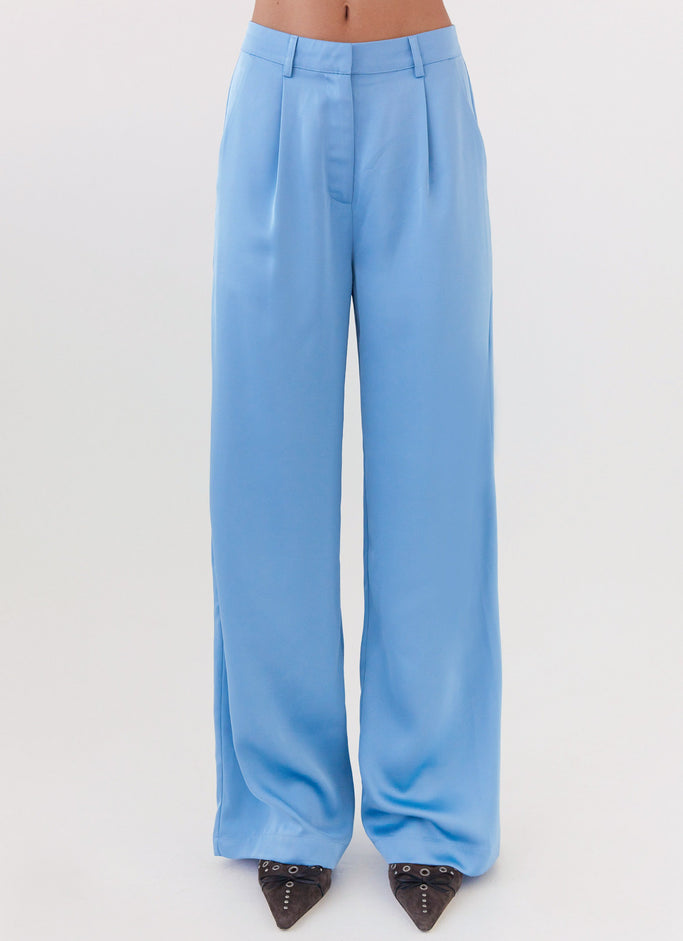 Brinkley Satin Pants - Blue