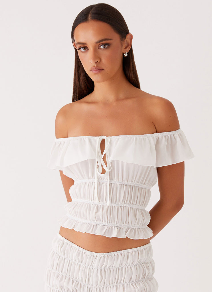 Girls Like Us Ruched Top - White