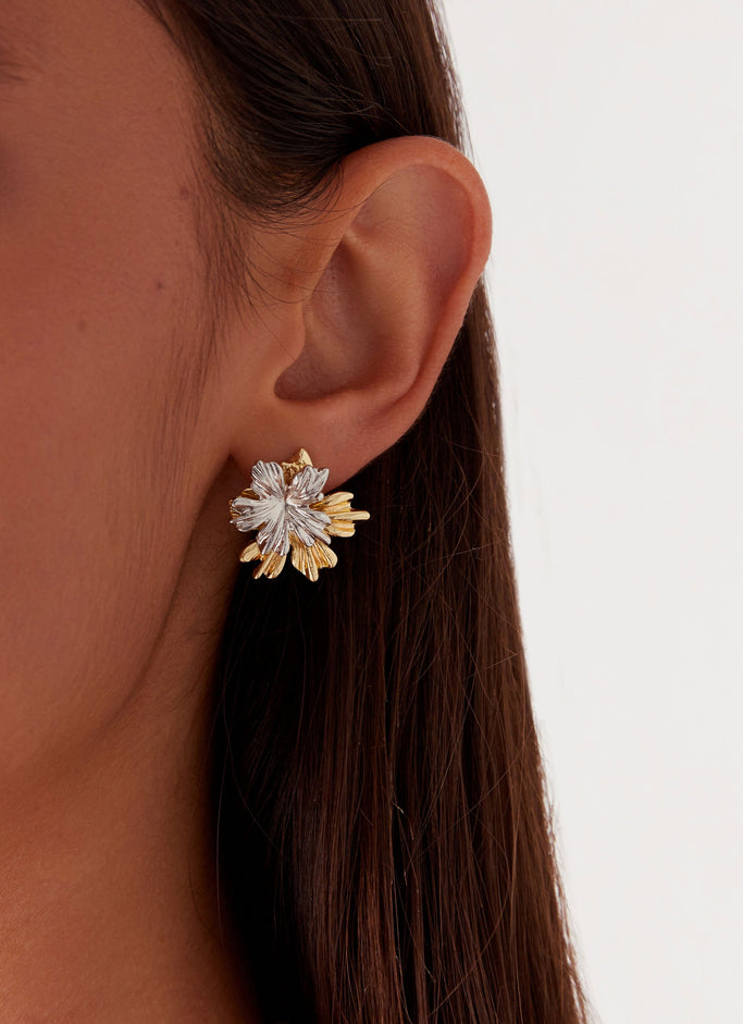Wildfire Statement Earrings - Gold/Silver