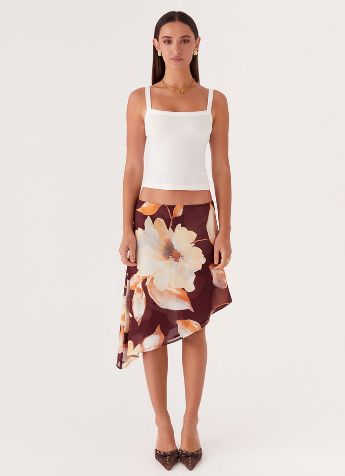 Elizabeth Midi Skirt - Brown Floral