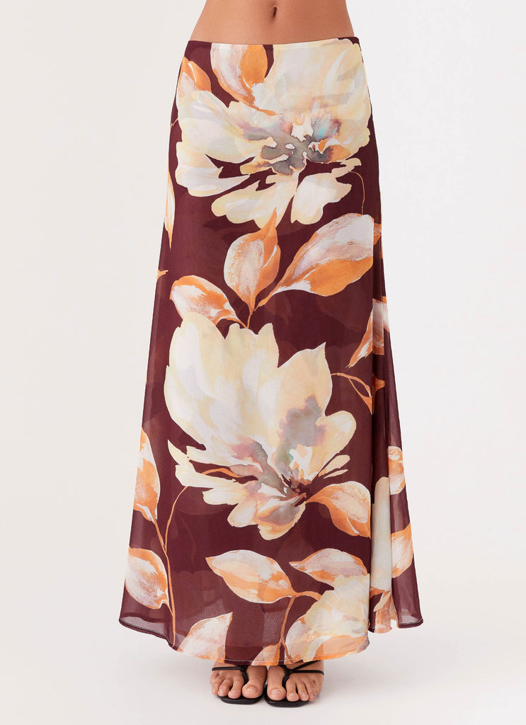 Camellia Maxi Skirt - Brown Floral