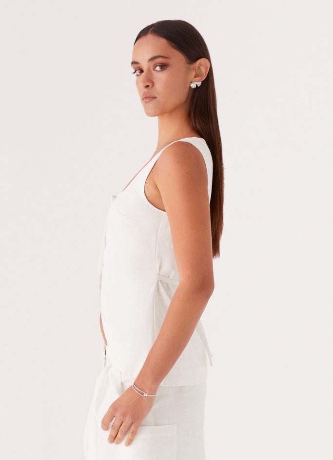 Mayzie Linen Vest - White