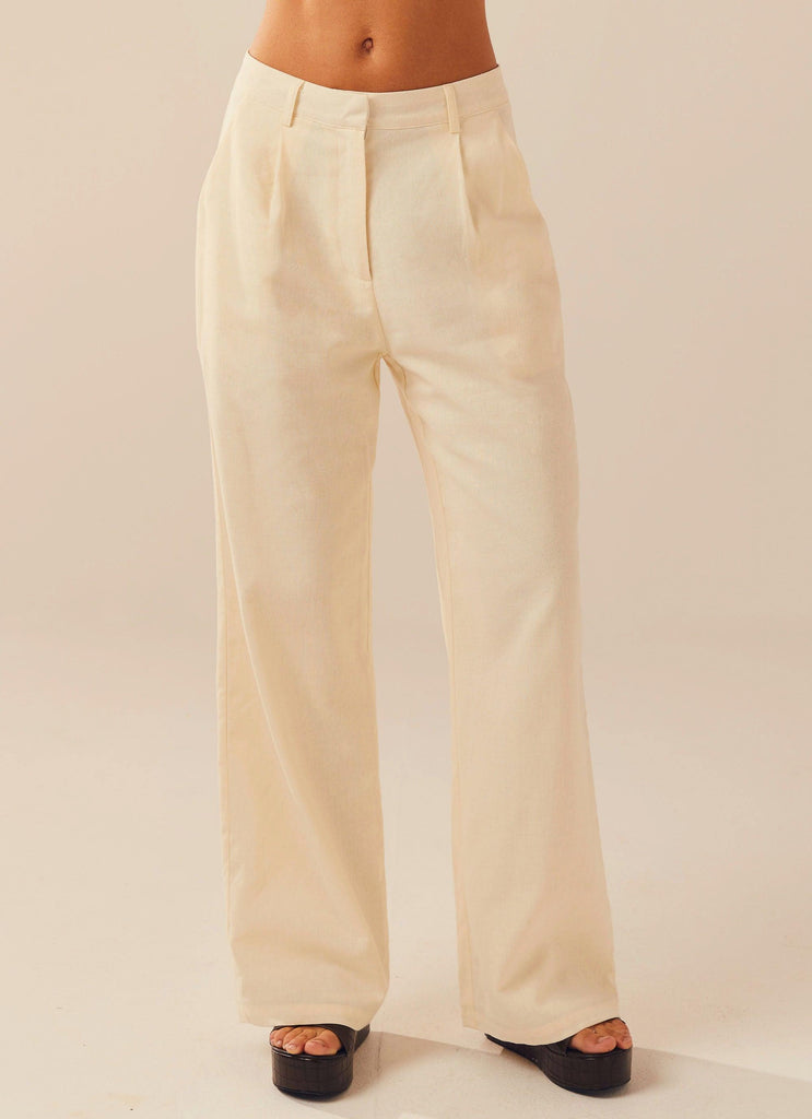 Garden Girls Linen Pants - Ivory - Peppermayo