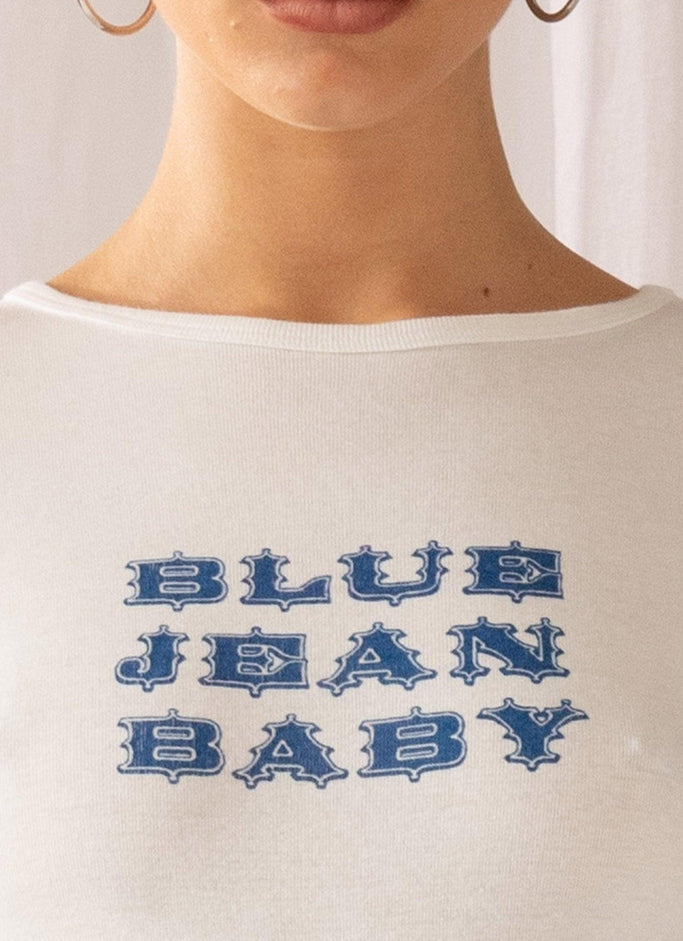 T-shirt à côtes serrées Blue Jean - Blanc