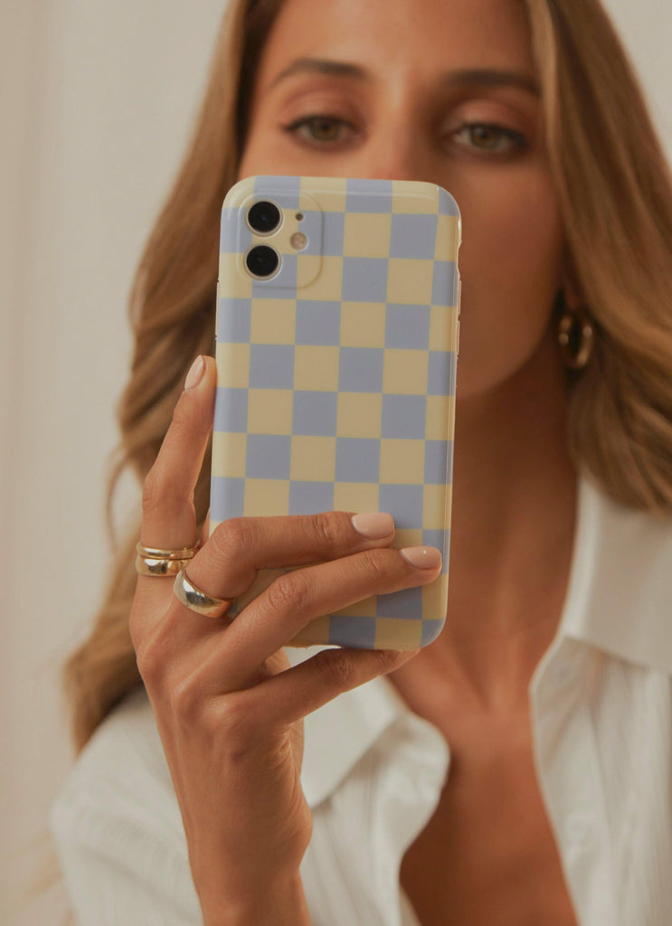 The Moment iPhone Case - Blue Check - Peppermayo
