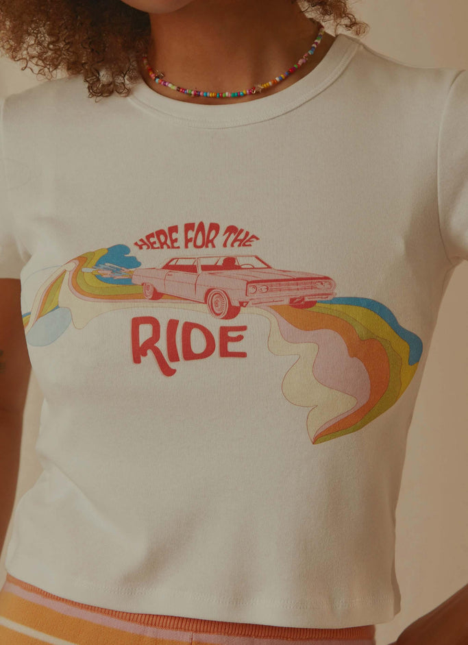 T-shirt ajusté Here For The Ride - Blanc