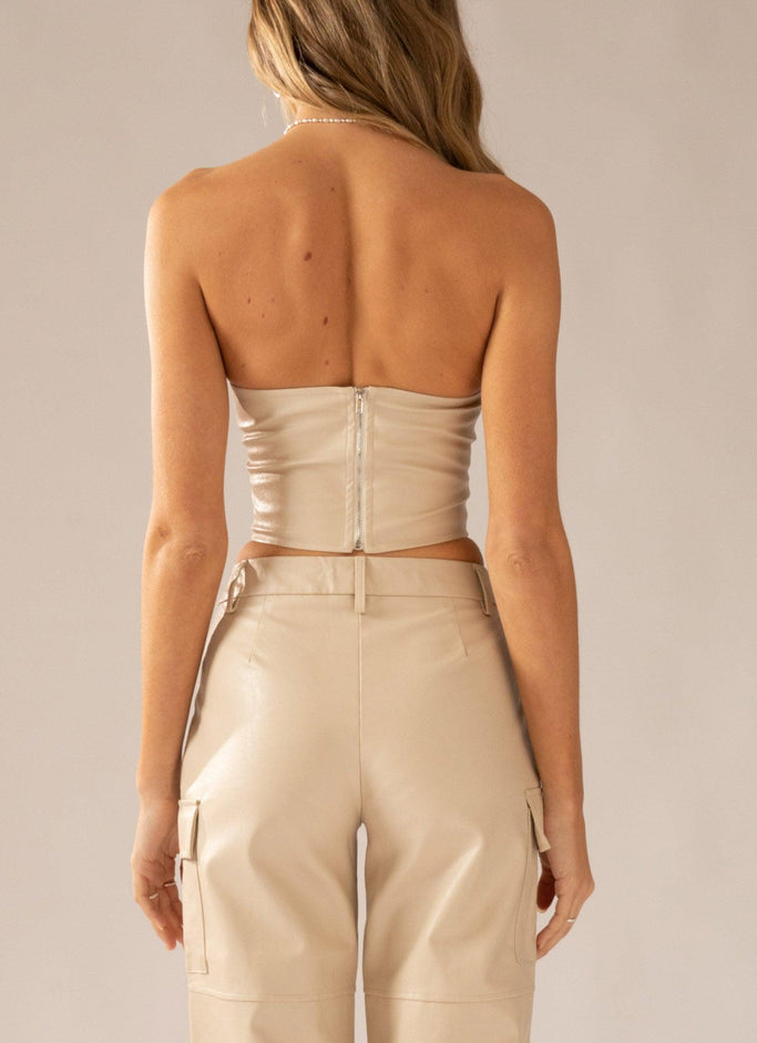 Haut bustier en PU Wanted and Wild - Stone