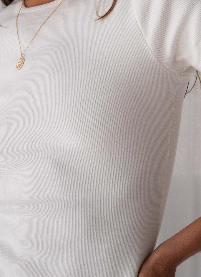 Robe longue t-shirt côtelée en coton biologique Being - Ivoire