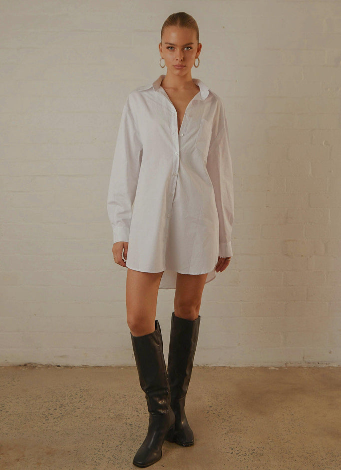 Robe chemise Downtown Love - Blanc