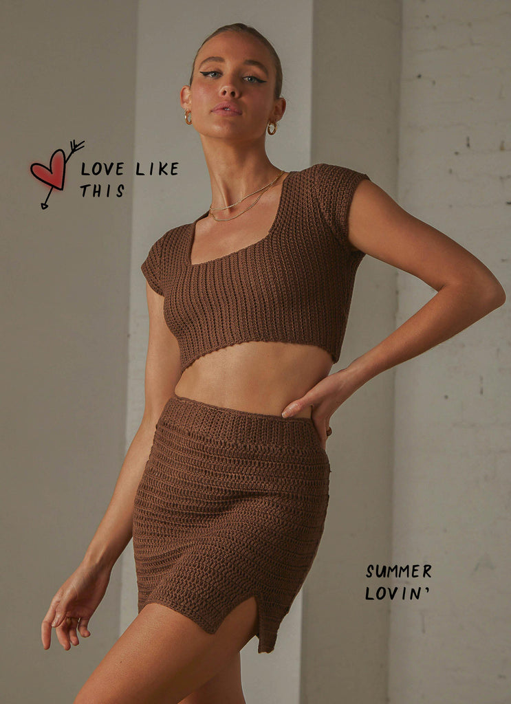 Love Like This Crochet Crop - Choc Brown - Peppermayo