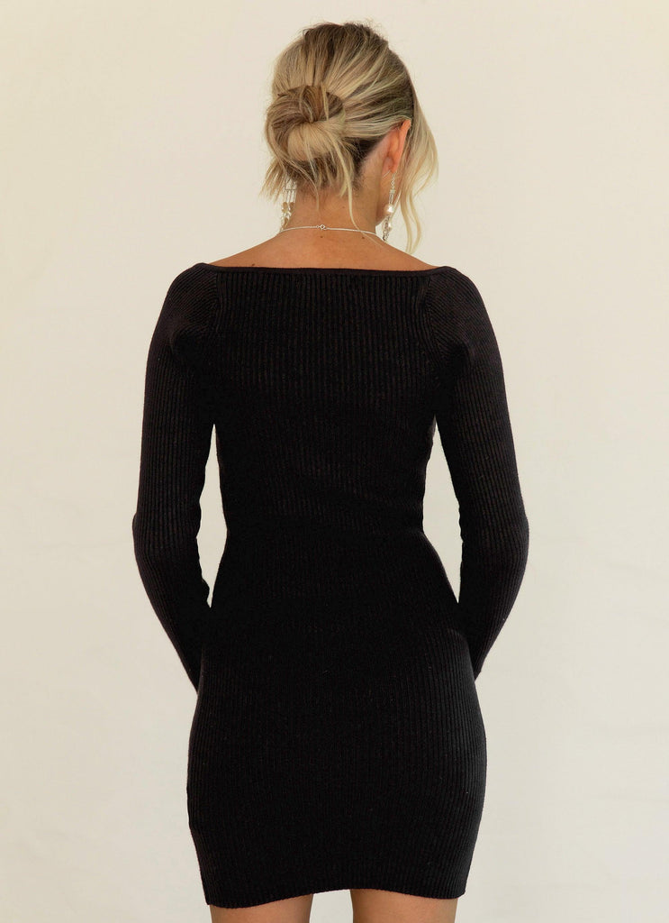 Vana Knit Mini Dress - Black - Peppermayo