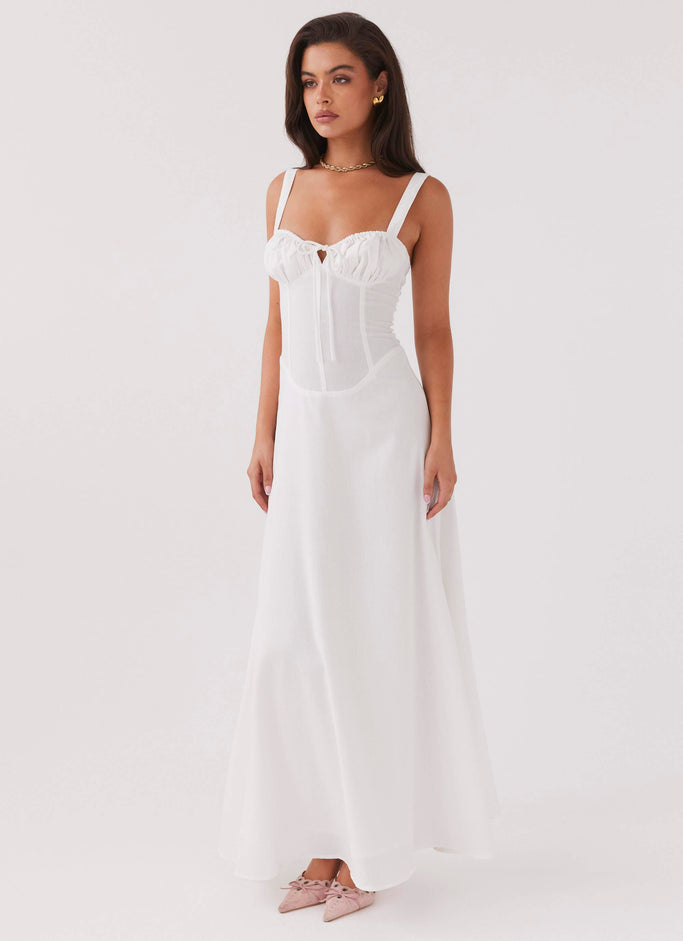 Lucie Linen Maxi Dress - White