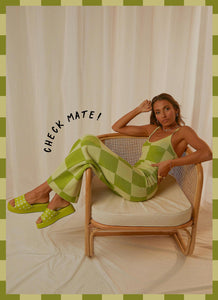 Cali Sweetheart Knit Maxi Dress - Green Checkers - Peppermayo