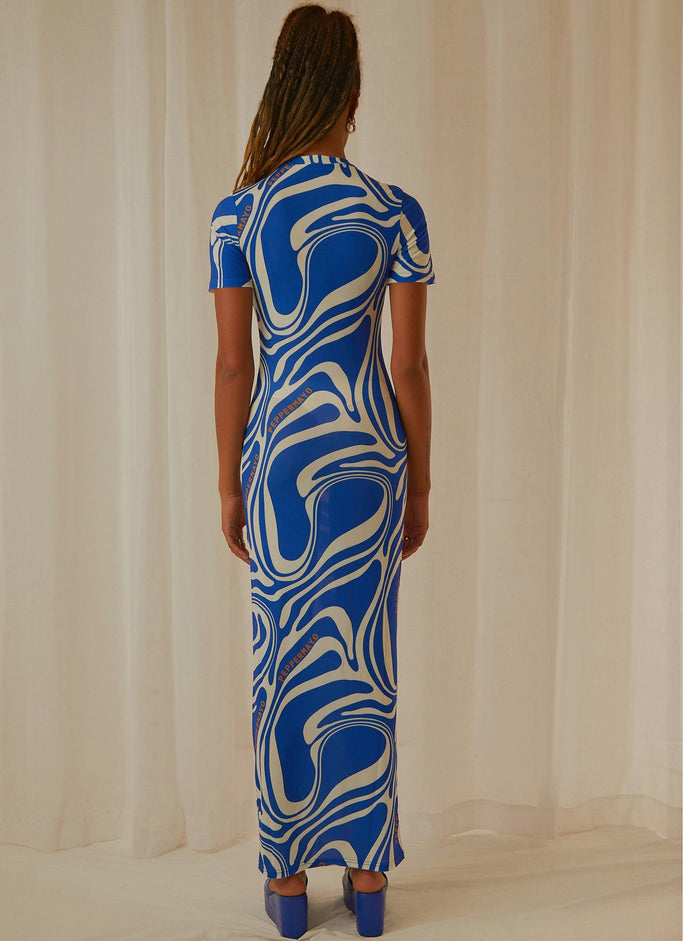 Robe longue Into the City Mesh - Cobalt Marble