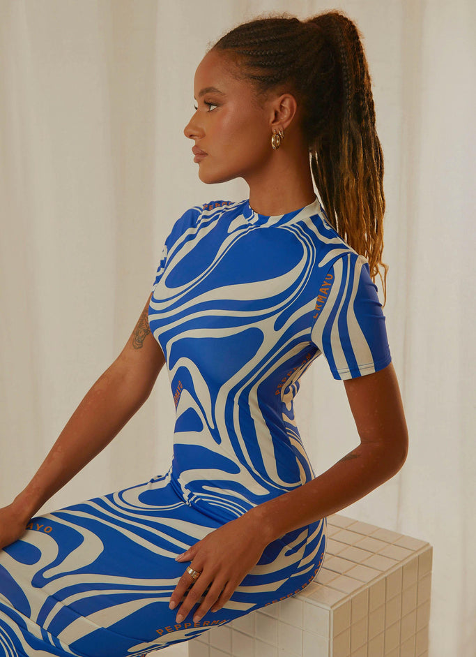 Robe longue Into the City Mesh - Cobalt Marble