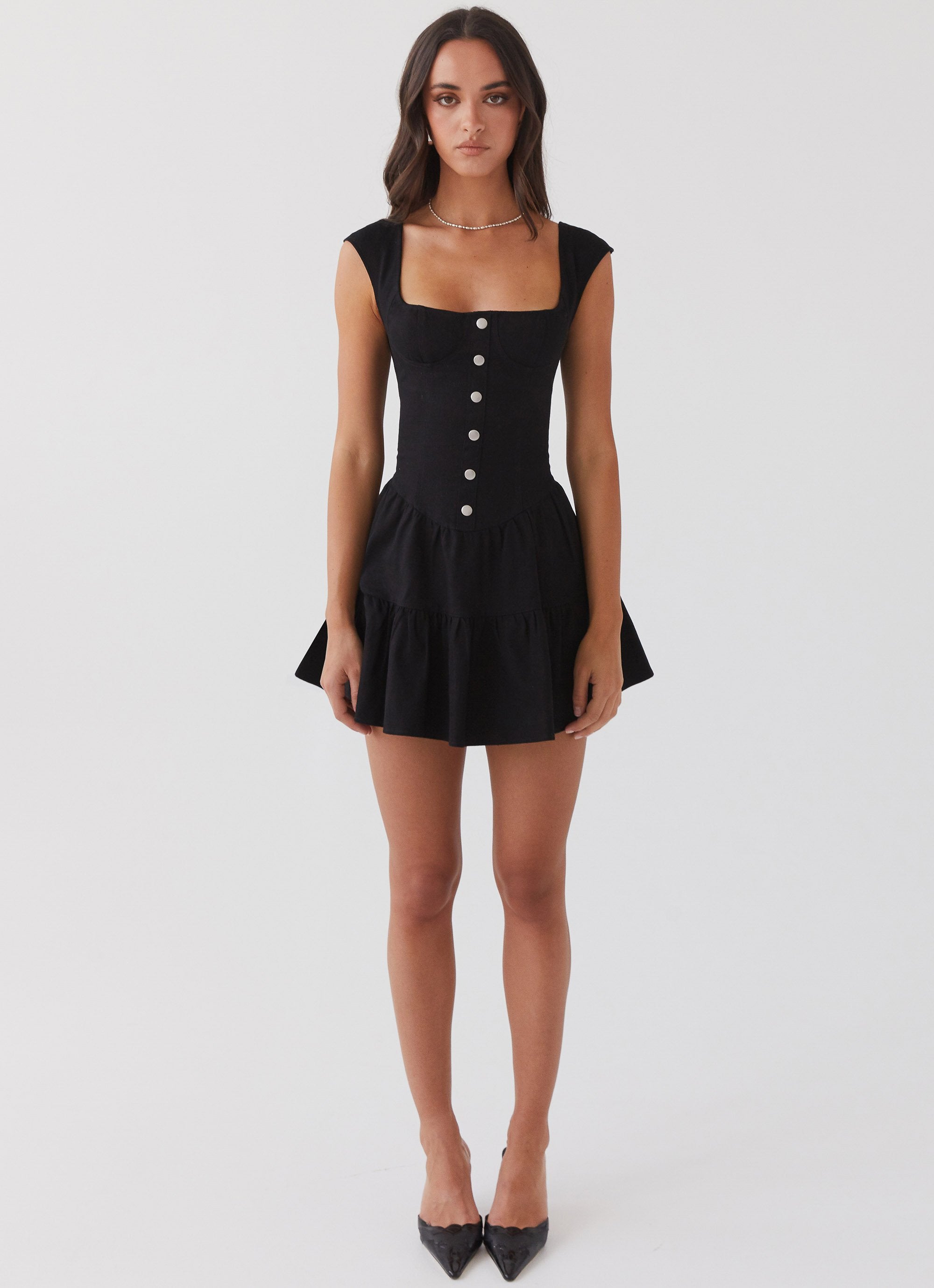 Isabella Denim Bustier Dress - Black – Peppermayo