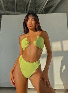 Shallows Bandeau Bikini Top - Lime - Peppermayo