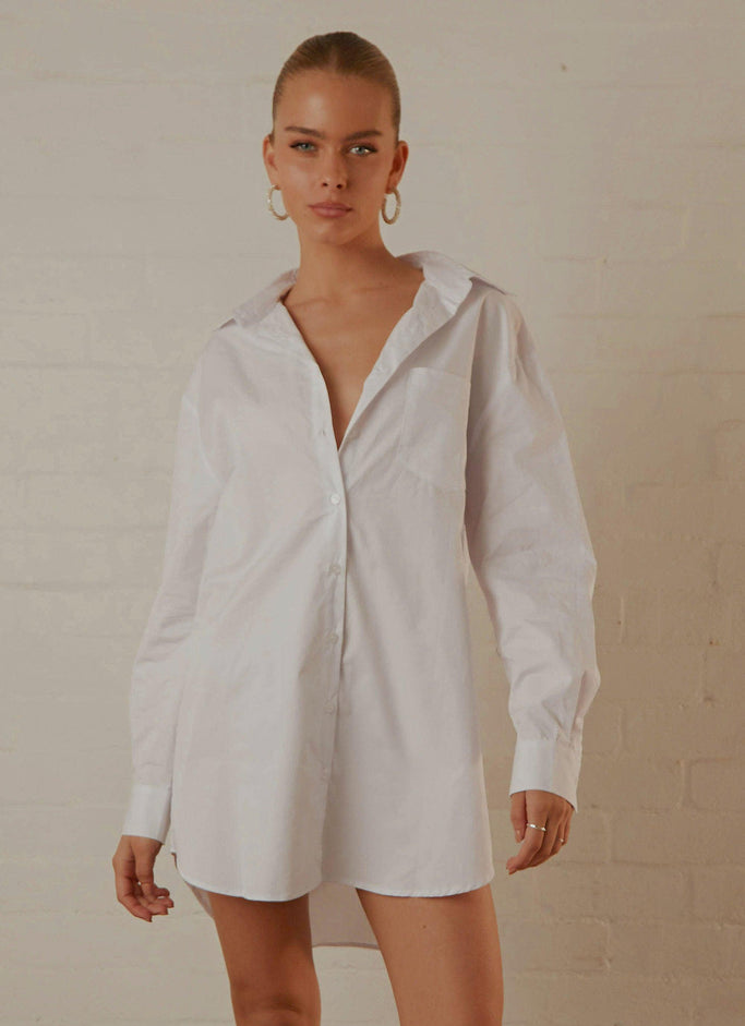 Robe chemise Downtown Love - Blanc