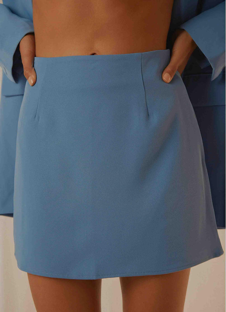 Vintage Town Mini Skirt - Blue - Peppermayo